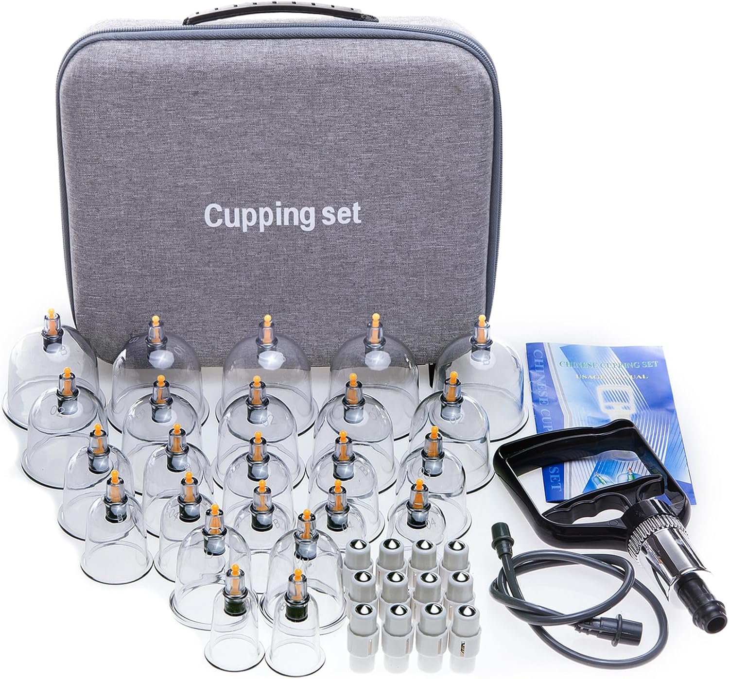 24 Cupping Set Massage Therapy Cups, Cupping kit for Massage Therapy, Professional Cupping Therapy Set with Hand Pumps, ...