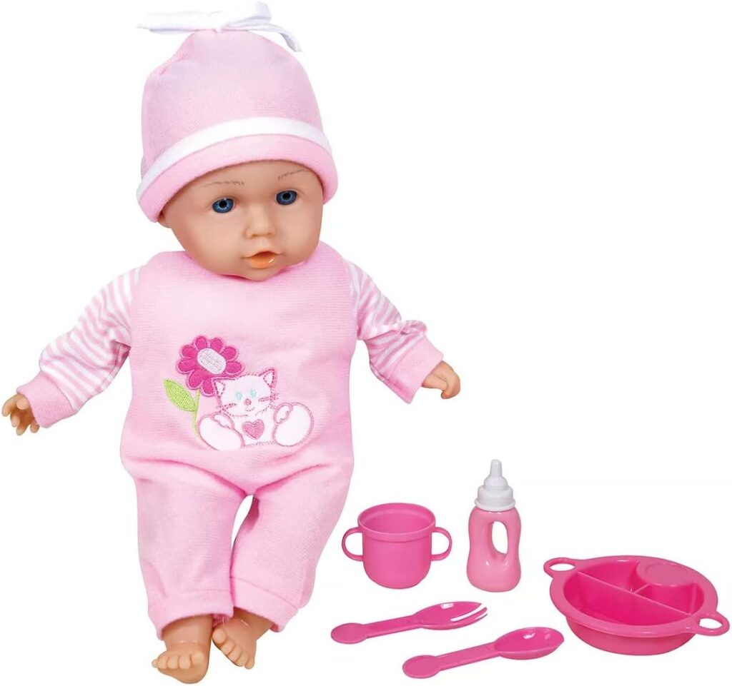 Lissi Dolls - Talking Baby with Feeding Accessories, 13 inches, Pink