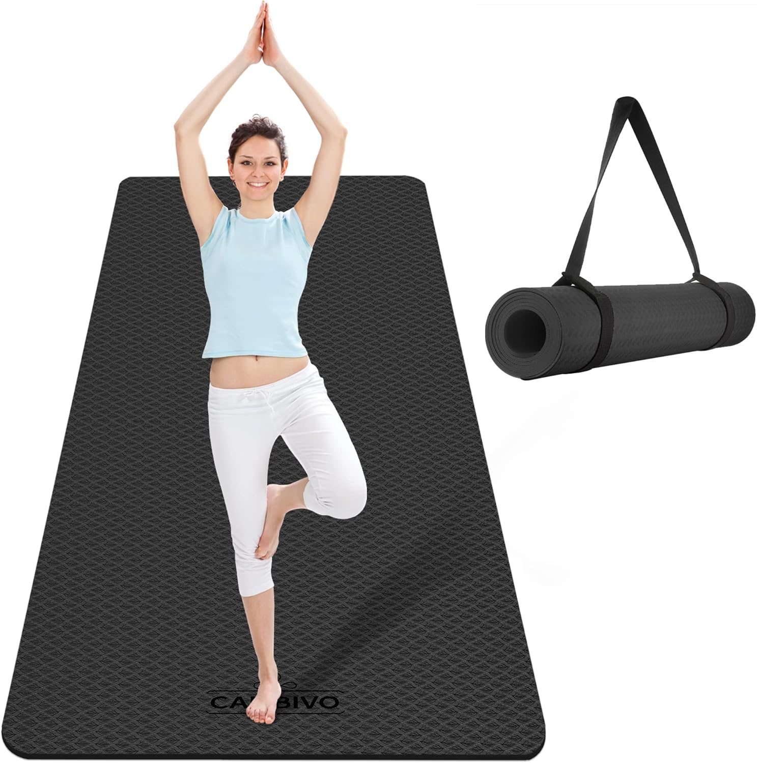 CAMBIVO Extra Wide Yoga Mat for Women and Men (72"/84"x 32"x 1/4") TPE Workout Mat, Non-slip Large Exercise Fitness Mat ...