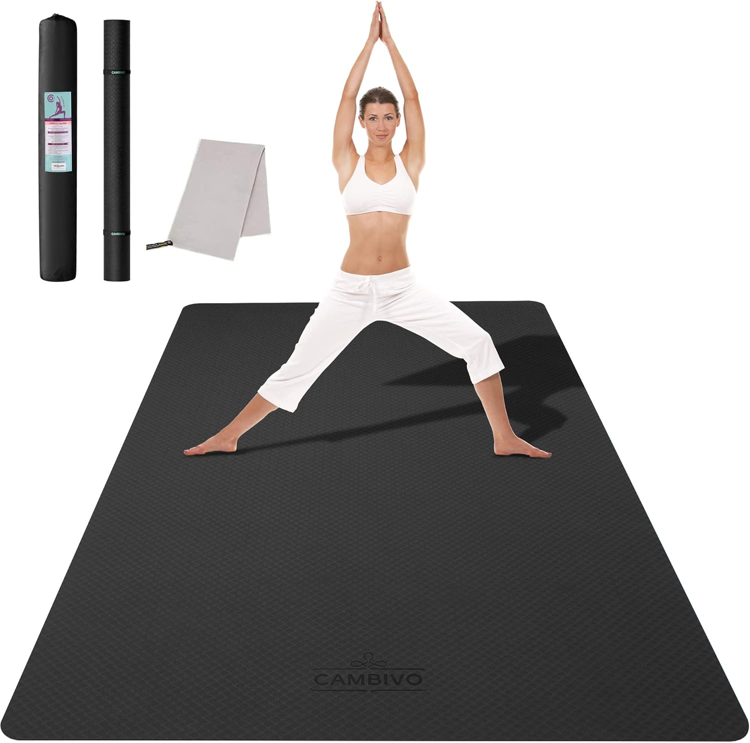 CAMBIVO Large Yoga Mat (6'x 4'), Extra Wide Workout Mat for Men and Women, Yoga Mat Thick 1/3 &1/4 Exercise Mats for Hom...