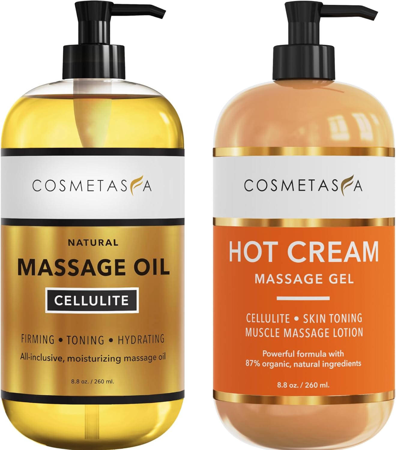 Cellulite Massage Oil & Hot Cream - 100% Natural Cellulite Oil & Gel, Highly Absorbable, Firm, Tone, Tighten & Moisturiz...