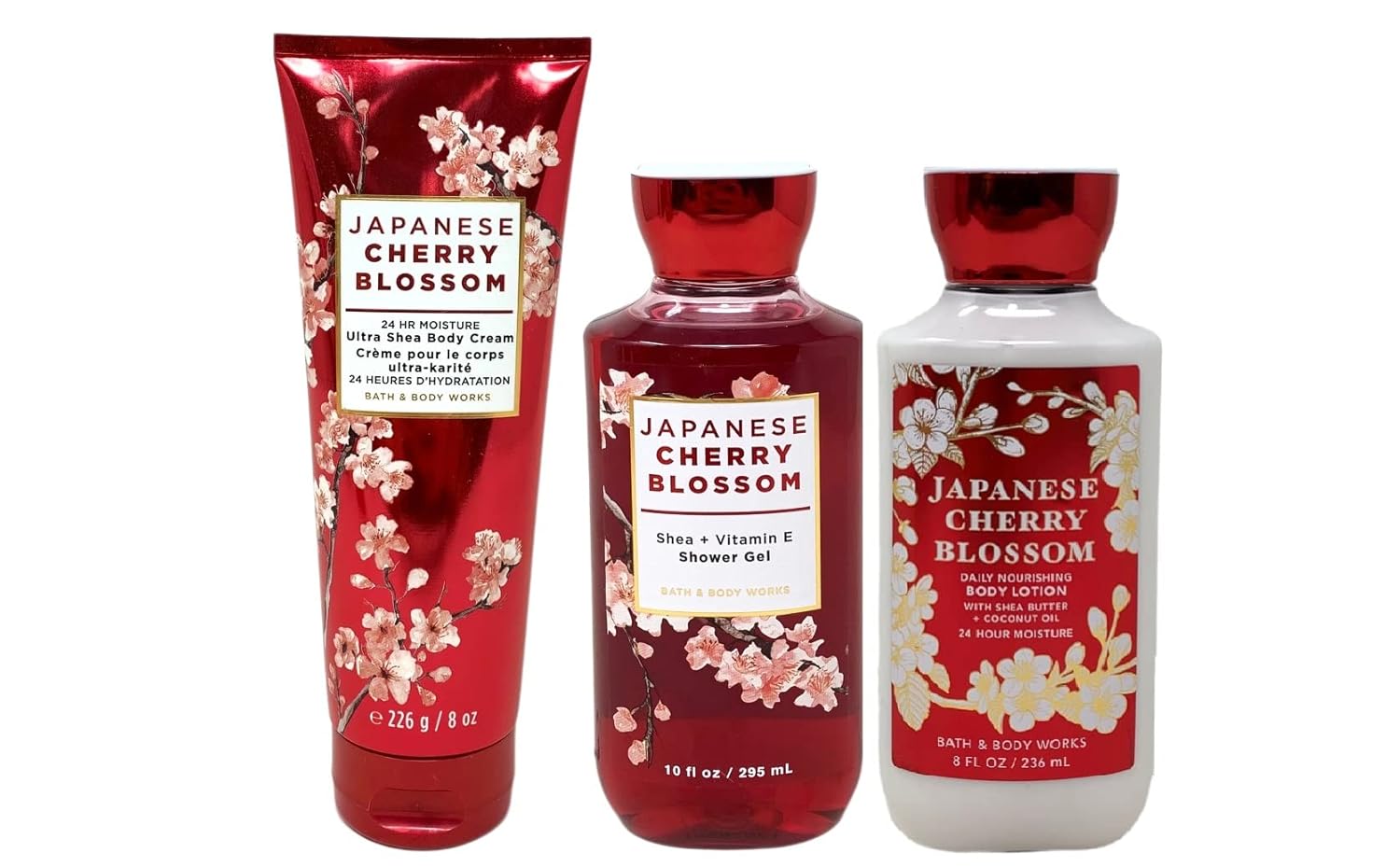 Japanese Cherry Blossom Gift Set - 3 Piece Bath and Body Works Gift Set - Japanese Cherry Blossom Lotion + Ultra Shea Tr...