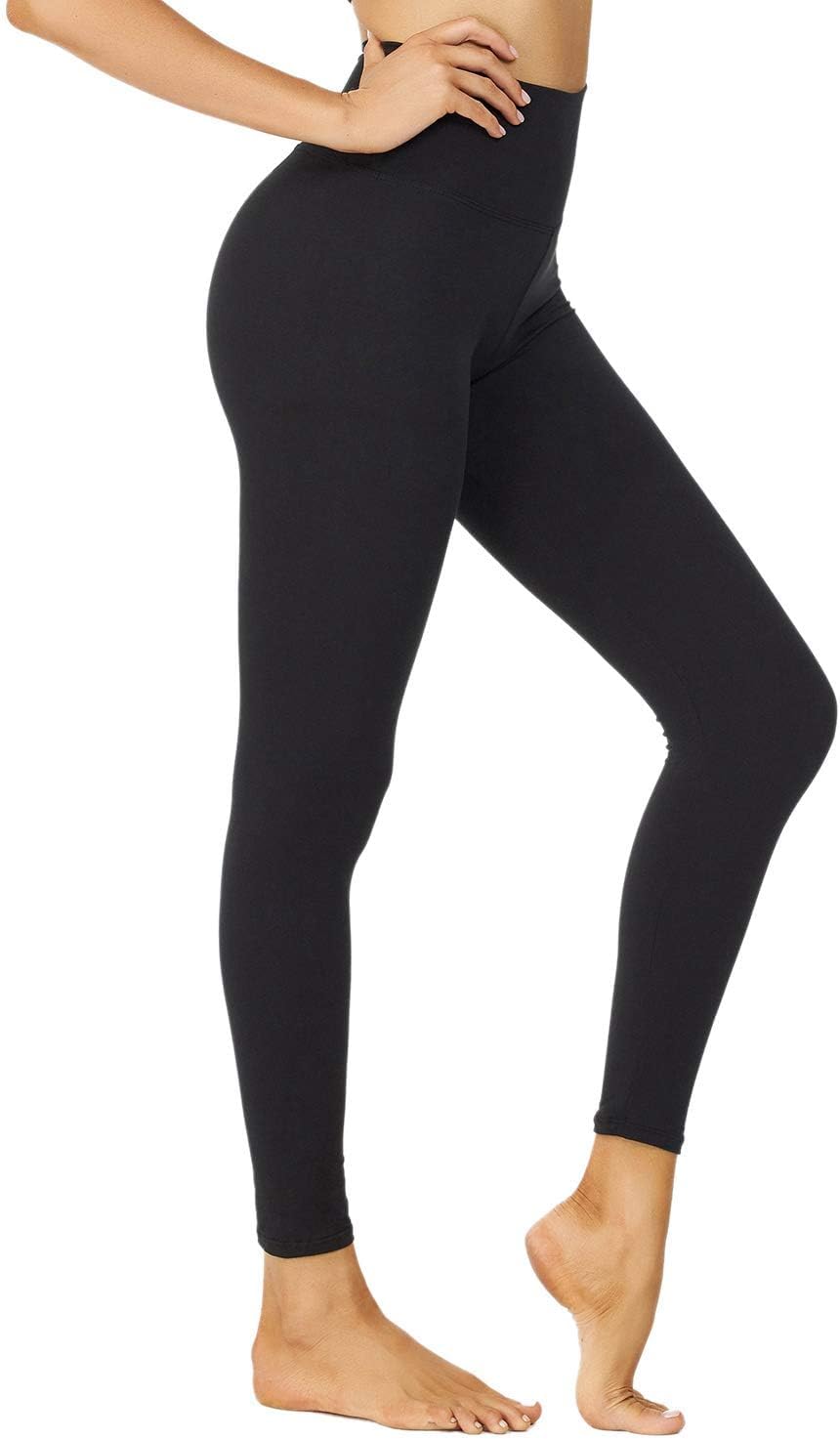 NexiEpoch High Waisted Leggings for Women - Black Tummy Control Compression Soft Yoga Pants for Workout Reg & Plus Size